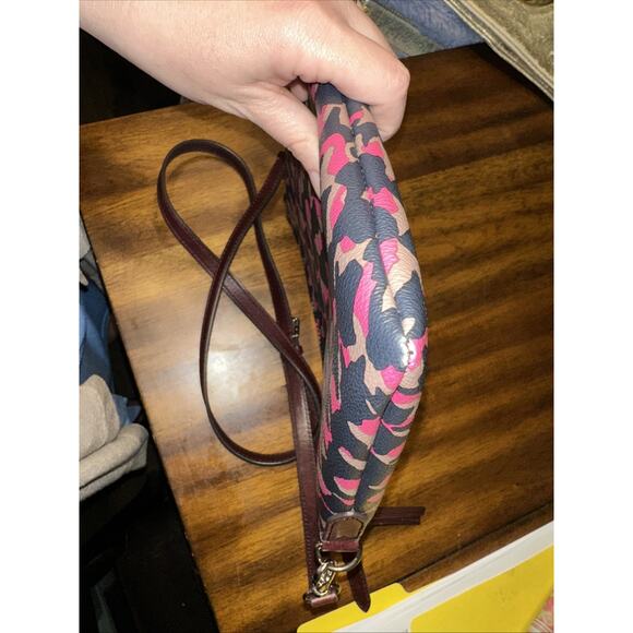 Fossil Black Pink And Tan Clutch Crossbody Handbag Leather 11x7 Inch - Picture 11 of 16